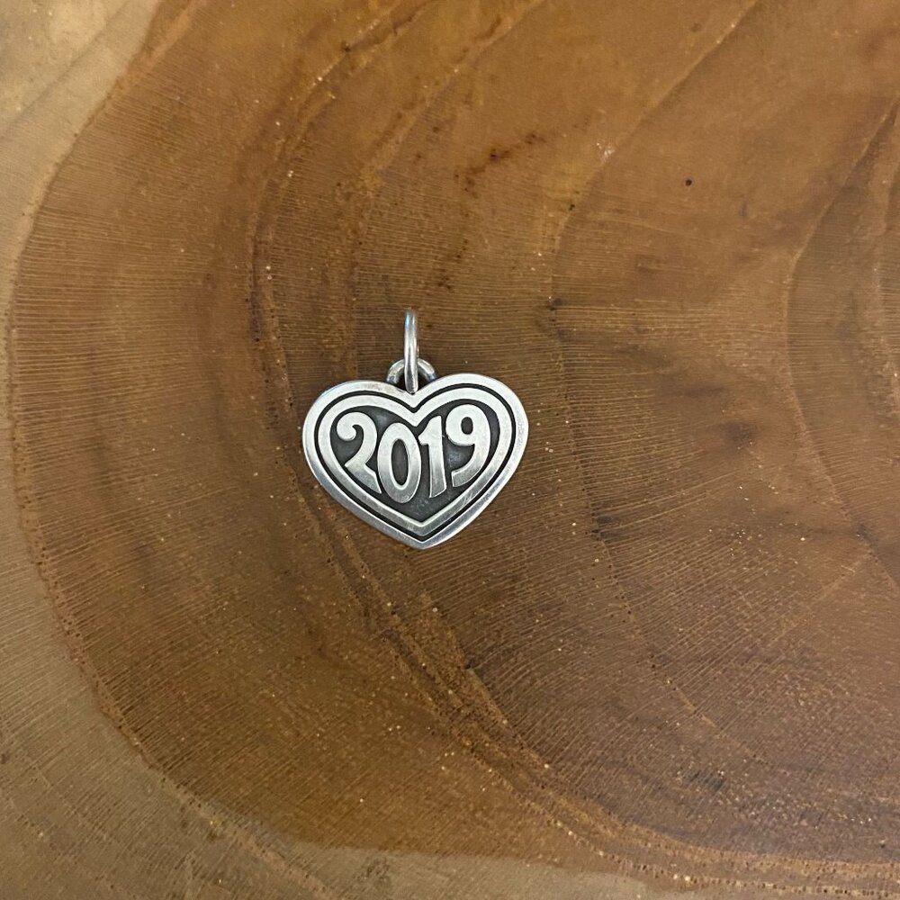 RETIRED James Avery 2019 Heart Charm, Sterling Silver
